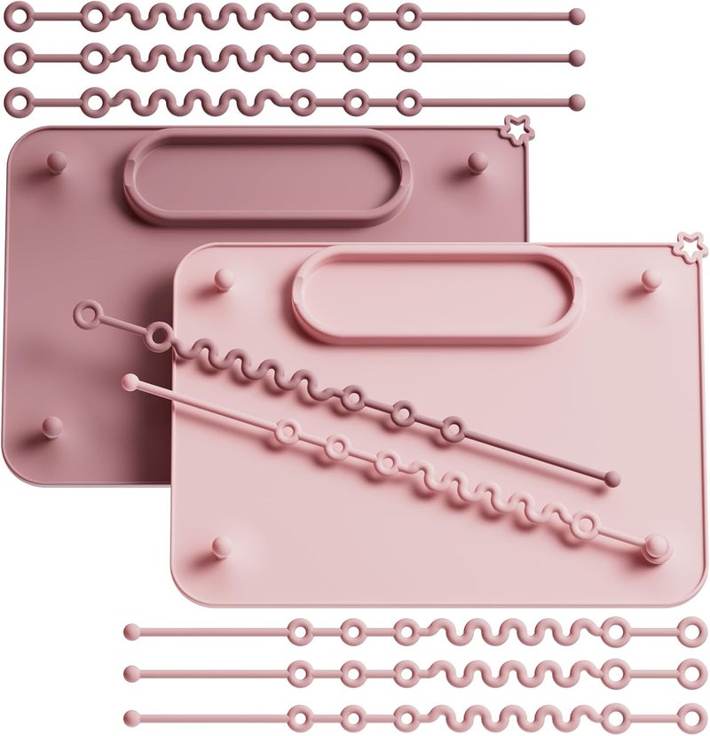 Seposeve 2 Pack Baby Silicone Mat, with Suction Base and 8 Stretchable Straps, Baby Placemats, Activity Mat for Infants to Toddlers, Keeps Babies Essentials Off The Floor, Purple Pink - Image 1